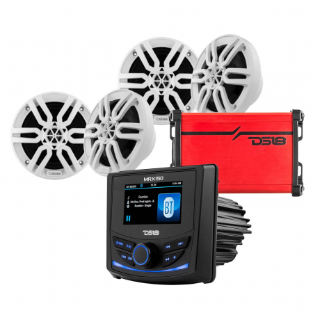 DS18 MRX150, marint slutsteg och 2 par MP6, komplett marinpaket i gruppen Billjud / Marint ljud / Marinpaket hos BRL Electronics (SETMP6PKT2)