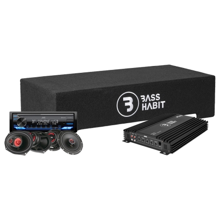 Bass Habit PL2212SR med JVC KD-X382BT, helhetspaket i gruppen Paketlösningar / Paket för bilen / Helhetspaket hos BRL (SETPL2212SRPKT3)