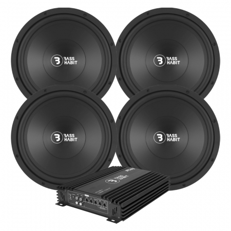 4-pack Bass Habit P300 & Play Power 1000.1 (gen. 2), baspaket i gruppen Paketlösningar / Paket för bilen / Baspaket hos BRL Electronics (SETPL300PKT2)