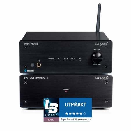 Tangent PreAmp II & PowerAmpster II, stereopaket i kompakt format i gruppen Paketlösningar / Paket för hemmet / Stereokombo hos BRL Electronics (SETPREAMPIIPKT1)