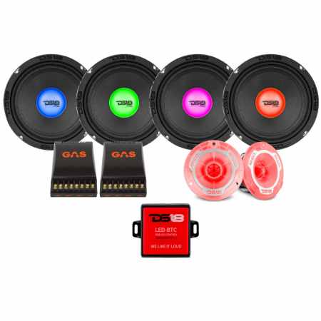 4-pack DS18 PRO-X6.4RGBCAP med PRO-TW1L, SPL-kit med RGB LED-belysning i gruppen Paketlösningar / Paket för bilen / SPL Högtalarpaket hos BRL Electronics (SETPROX64RGBCAPPKT1)