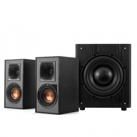 Klipsch R-41PM & System One W100 2.1 högtalarpaket, svart i gruppen Paketlösningar / Paket för hemmet / Högtalarpaket hem hos BRL (SETR41PMPKT2)
