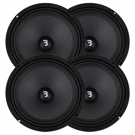 4-pakk 4-pack Bass Habit Play SP200M, 8” midbass i gruppen Pakkeløsninger / Pakker for bilen / SPL Høyttalerpakker hos BRL Electronics (SETSP200MPKT1)