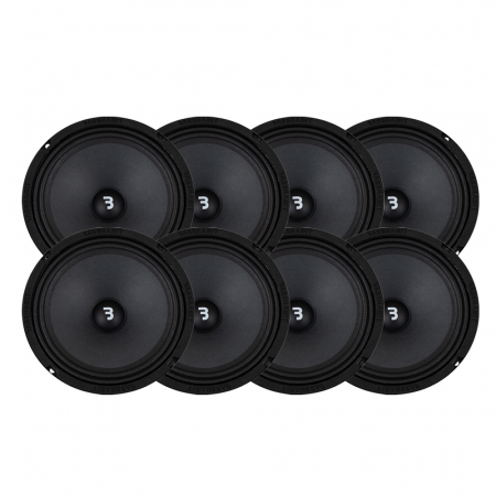 8-pakk 4-pack Bass Habit Play SP200M, 8” midbass i gruppen Pakkeløsninger / Pakker for bilen / SPL Høyttalerpakker hos BRL Electronics (SETSP200MPKT2)