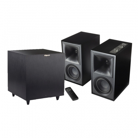 Klipsch The Fives & R8-SW aktivt högtalarpaket 2.1, svart i gruppen Paketlösningar / Paket för hemmet / Högtalarpaket hos BRL Electronics (SETTHEFIVESPKT3)