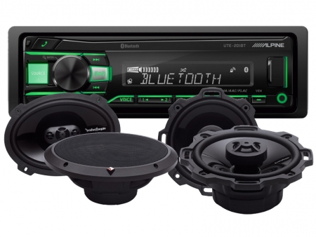 Alpine UTE-201BT & Rockford Fosgate Punch-högtalare, bilstereopaket i gruppen Paketlösningar / Paket för bilen / Bilstereopaket hos BRL Electronics (SETUTE200PUNCH)