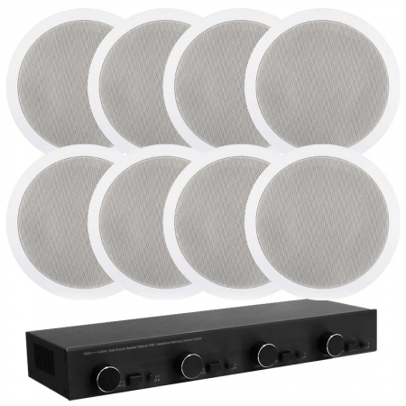 4par System One högtalare med högtalarväxeln VSS4 i gruppen Paketlösningar / Paket för hemmet / Multiroompaket hos BRL (SETVSS4PKT1)