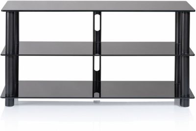 Norstone Epur 3, stilfull mediabänk med svarta hyllplan