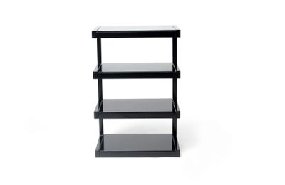 Norstone Esse Hifi, svart stereobänk med svarta hyllplan