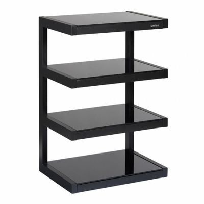 Norstone Esse Hifi, mattsvart stereobänk med svarta hyllplan