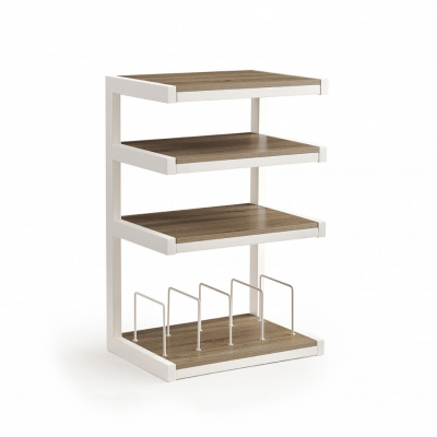 Norstone Esse Hifi Vinyl, mattvit med ekhyllor och vinylfack