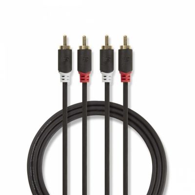 Nedis stereokabel, 2x RCA hane till 2x RCA hane, 10m, returexemplar