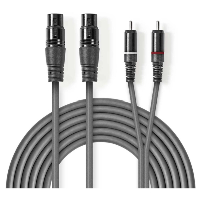 Nedis XLR-kabel, XLR Hona - RCA Hane 3 m