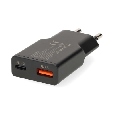 Nedis väggladdare 30 W 1x USB-C 1x USB-A, svart