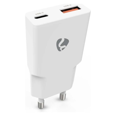 Nedis väggladdare 30 W 1x USB-C 1x USB-A, vit