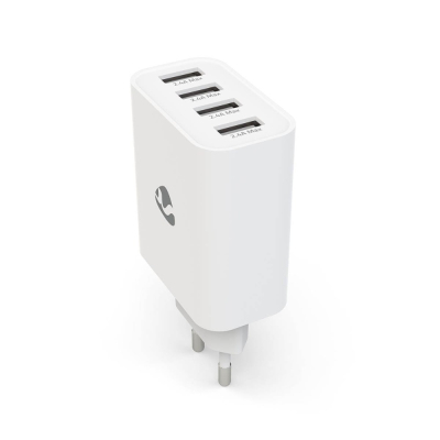 Nedis USB-A-väggladdare, 4 portar, 24 W, vit