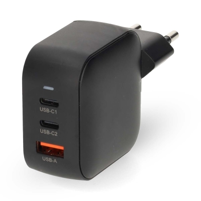 Nedis väggladdare 70 W 2x USB-C 1x USB-A, svart
