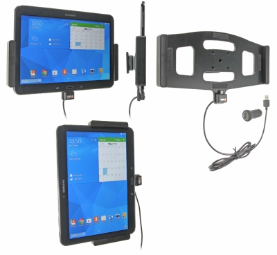 Brodit Aktiv hållare med USB-kabel och cigg-adapter, Samsung Galaxy Tab 4 10.1 SM-T530/SM-T531/SM-T535