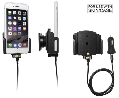 Brodit Aktiv hållare med USB-kabel och cigg-adapter, Apple iPhone 6/6S/7/8/SE 2nd Gen 2020/X/Xs