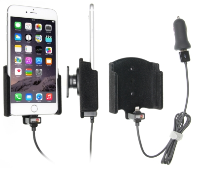 Brodit Aktiv hållare med USB-kabel och cigg-adapter, Apple iPhone 6S Plus/7 Plus/8 Plus/Xs Max