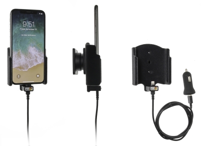 Brodit Aktiv hållare med USB-kabel och cigg-adapter, Apple iPhone X/Xs