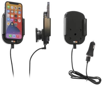 Brodit Qi trådlös aktiv mobilhållare med billaddare, Apple iPhone 12 Mini