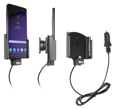 Brodit Aktiv hållare med USB-kabel och cigg-adapter, Samsung Galaxy S9+ 