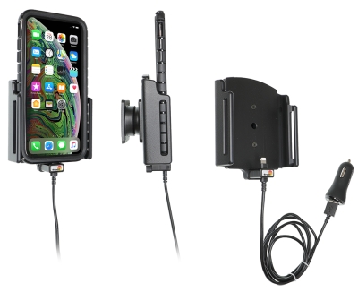 Brodit Aktiv hållare med USB-kabel och cigg-adapter, Apple iPhone 11 Pro Max/Xs Max