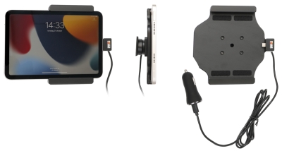 Brodit Aktiv hållare med USB-kabel och cigg-adapter, Apple iPad Mini 6th Gen (A2567, A2568, A2569)/7th Gen 2024 (A2995, A2996)