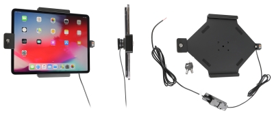 Brodit Hållare med nyckel-lås, Apple iPad Air 13 2024  (A2898, A2899, A2900)/Air 13 2025 M3 (A3268, A3268, A2371)/Pro 12,9 2018 (A1876, A1895, A1983, A2014)/Pro 12.9 2020 (A2069, A2232, A2229)/Pro 13 (A2925, A2926, A3007)