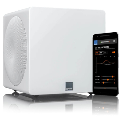 SVS 3000 Micro, ultrakompakt subwoofer med dubbla 8” element, vit
