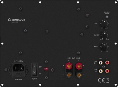 Monacor SAM-300D inbyggnadsförstärkare för subwoofer