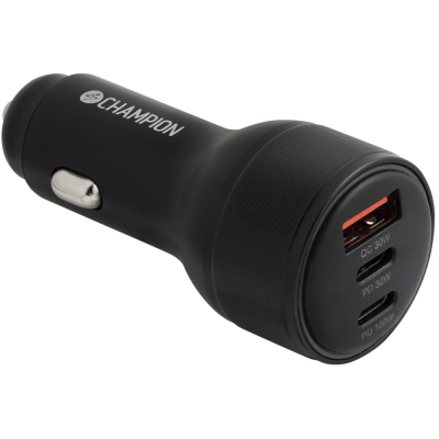 Champion Billaddare 130W 3-port QC/PD, svart