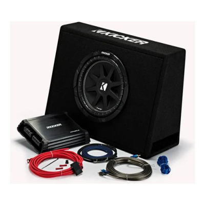 Kicker KickPack KKP210, baspaket med slimmad 10 tums baslåda, slutsteg och kablage