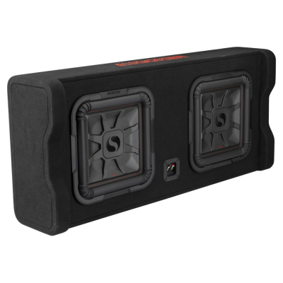 Kicker Solo-Baric DL7TDF122, 2x12 tums nedåtriktad baslåda, 2 ohm