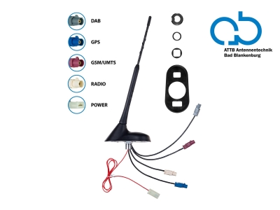 Takantenn AM/FM DAB+ GNSS UMTS 12V aktiv