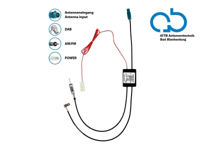 Antenna splitter AM/FM DAB+ Fakra till DIN/SMB, passiv