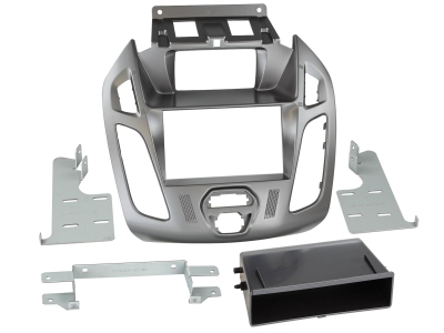Monteringsram 2-DIN med prylfack Ford Connect silver