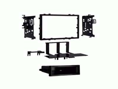Monteringsram 2-DIN med prylfack, svart