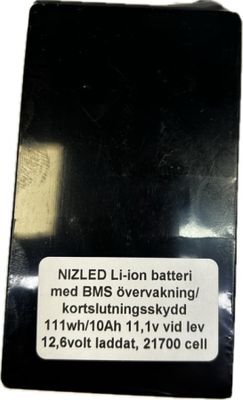 Li-ion batteri 12,6 (11,1) volt 10Ah med BMS, (batteri till E30/E60 lampan)
