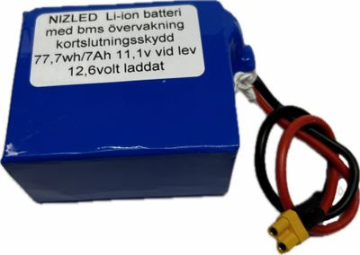 Li-ion batteri 12,6 (11,1) volt 7Ah med BMS, (batteri till Stark Varg kåpan)