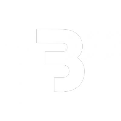 Bass Habit B-klistermärke 7x7cm, vit