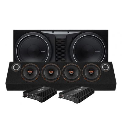 Rockford Fosgate P1-2x12 baspaket & PSB4645 raggarplanka med slutsteg