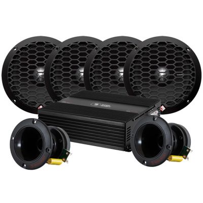 4-Pack Rockford Fosgate PPS4-6 & Bass Habit SP35H med steg, medium