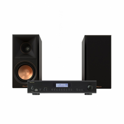 Rotel A12 MKII & Klipsch RP-500M II, svart 2.0 stereopaket