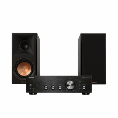 Pioneer A-40AE & Klipsch RP-500M II stereopaket, svart