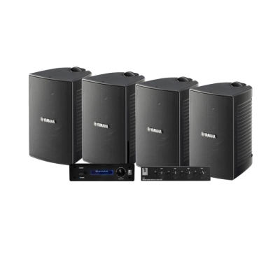 4-pack Yamaha NS-AW194 med System One A50BT och högtalarväxel, utomhuspaket