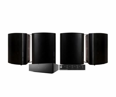 Sonos Amp med SC4B högtalarväxel & 2 par svarta DLS MB6i