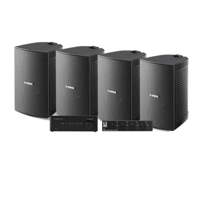 4-pack Yamaha NS-AW294 med Tangent Ampster BT III och högtalarväxel, utomhuspaket
