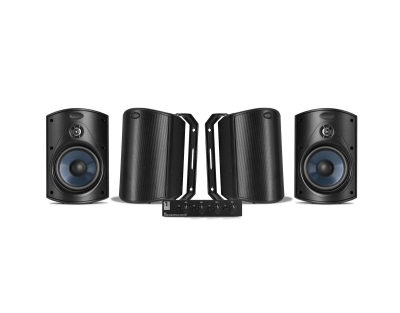System One SC4B högtalarväxel & 2 par Polk Audio Atrium 4 Svarta Utomhushögtalare